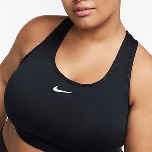 Nike Swoosh Dri-FIT 3X Sports Bra Black Medium Support Racerback Workout Gym